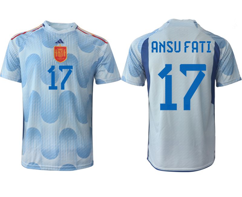 Men 2022 World Cup National Team Spain away aaa version blue #17 Soccer Jerseys->spain jersey->Soccer Country Jersey